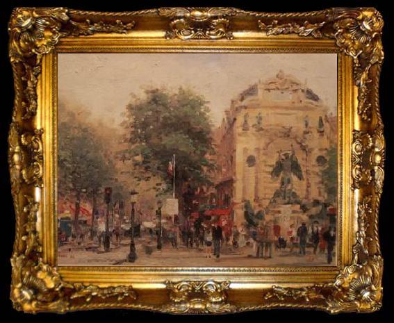 framed  unknow artist European city landscape, street landsacpe, construction, frontstore, building and architecture. 346, ta009-2